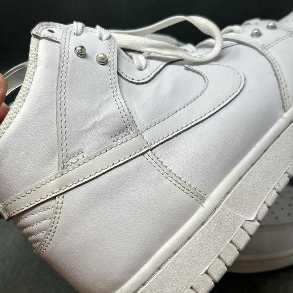 Nike Dunk High SE Pearl Studs Jewel Low Triple White DM7607-100 Womens 8.5 - Picture 8 of 11